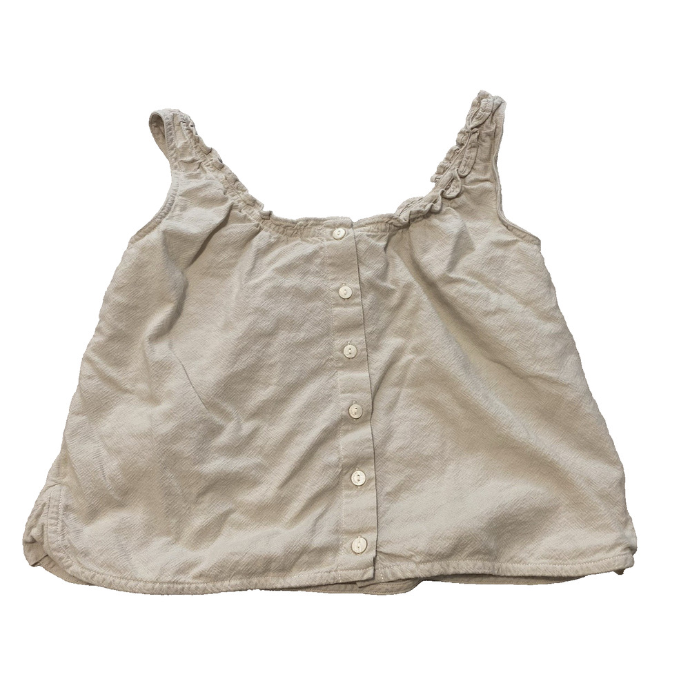 Caterpillar Boho Cream Cropped Top Womens Size XS / S Button Up Ruffles